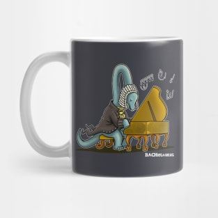 Bachiosaurus Cute Funny Brachiosaurus Vintage Bach Classical Musician Dinosaur Cartoon Mug